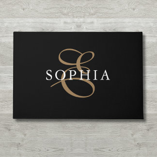 Zwart goud monogrammen gepersonaliseerd deurmat