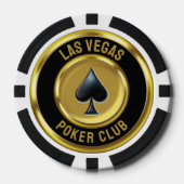 Zwart & Goud Munt Spade Las Vegas Poker Club Poker Chips (Voorkant)
