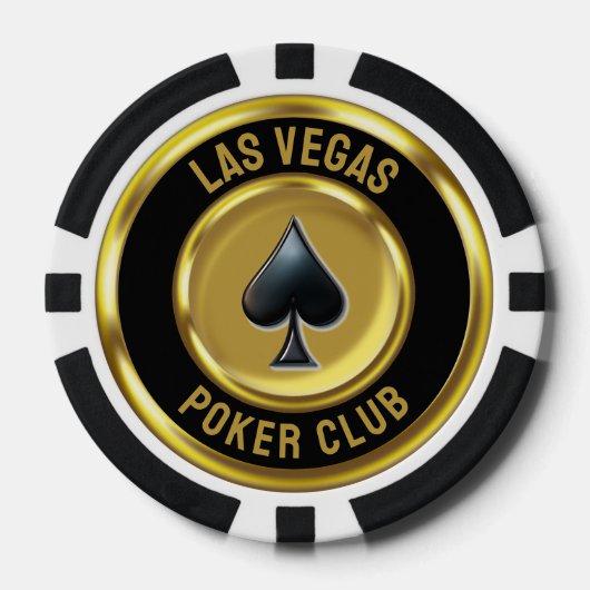 Zwart & Goud Munt Spade Las Vegas Poker Club Poker Chips (Voorkant)