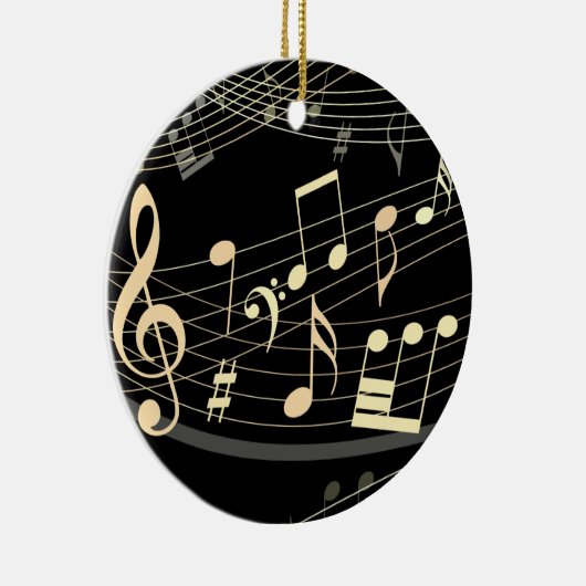 Zwart Goud Musical Kerstversiering Gepersonaliseer Keramisch Ornament (Rechts)