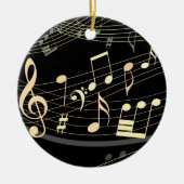 Zwart Goud Musical Kerstversiering Gepersonaliseer Keramisch Ornament (Voorkant)