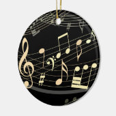 Zwart Goud Musical Kerstversiering Gepersonaliseer Keramisch Ornament (Links)