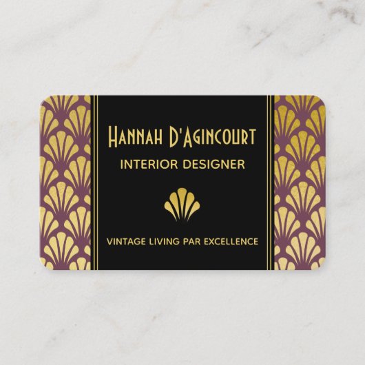 Zwart, goud, muve art deco voor patroonbeeld visitekaartje (Voorkant)