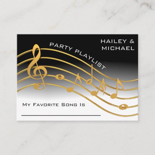 Zwart & Goud Muziek Nota Schaal Huwelijkslied Aanv Informatiekaartje (Voorkant)
