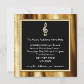 Zwart Goud Muziek Treble Clef Overwegingen Uitnodi Kaart (Achterkant)