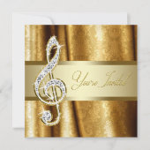 Zwart Goud Muziek Treble Clef Overwegingen Uitnodi Kaart (Voorkant)