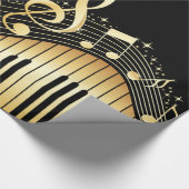 Zwart & Goud Muzieknoten Cadeaupapier (Hoek)
