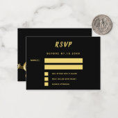 Zwart goud muzieknoten reactie RSVP Notitiekaartje (Voorkant / Achterkant in situ)