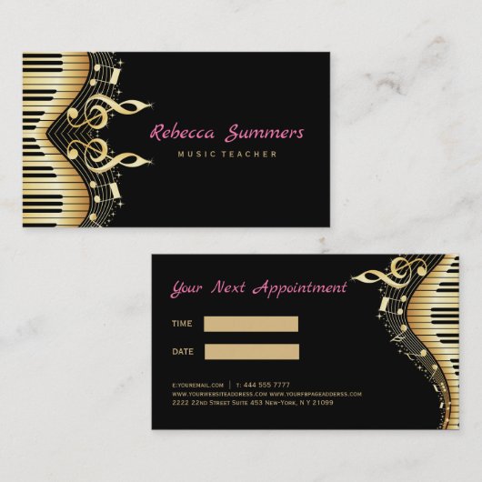 Zwart & Goud Muzieknoten Visitekaartje (Voorkant / Achterkant)