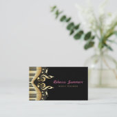 Zwart & Goud Muzieknoten Visitekaartje (Staand voorkant)