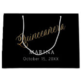 Zwart goud naam script Quinceanera Groot Cadeauzakje (Voorkant)