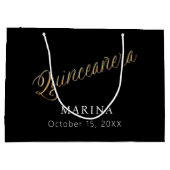 Zwart goud naam script Quinceanera Groot Cadeauzakje (Achterkant)