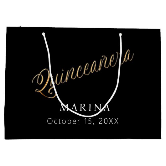 Zwart goud naam script Quinceanera Groot Cadeauzakje