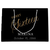 Zwart goud naam script Sweet 16 Groot Cadeauzakje (Voorkant)