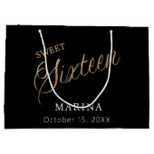 Zwart goud naam script Sweet 16 Groot Cadeauzakje (Achterkant)