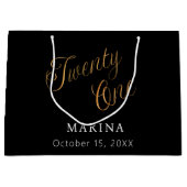 Zwart goud naamschrift 21e verjaardag groot cadeauzakje (Voorkant)