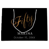 Zwart goud naamschrift 50e verjaardag groot cadeauzakje (Voorkant)