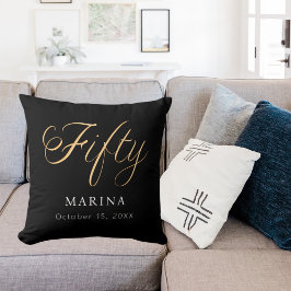 Zwart goud naamschrift 50e verjaardag kussen