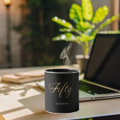 Zwart goud naamschrift 50e verjaardag mok