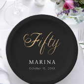 Zwart goud naamschrift 50e verjaardag papieren bordje