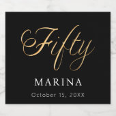 Zwart goud naamschrift 50e verjaardag sparkling wijnetiket (Enkel label)