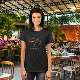 Zwart goud naamschrift 50e verjaardag t-shirt