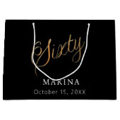 Zwart goud naamschrift 60e verjaardag groot cadeauzakje (Voorkant)