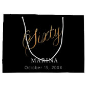 Zwart goud naamschrift 60e verjaardag groot cadeauzakje (Achterkant)