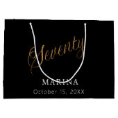 Zwart goud naamschrift 70e verjaardag groot cadeauzakje (Achterkant)