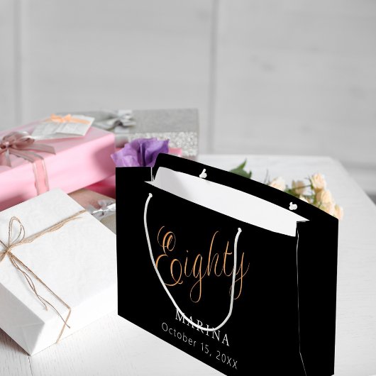 Zwart goud naamschrift 80e verjaardag groot cadeauzakje