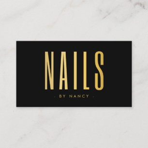 Zwart & Goud Nail Artist Nagels Minimalistisch Visitekaartje
