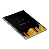 Zwart goud Nashville silhouet bedrijfslogo Notitieboek (Rechterzijde)