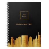 Zwart goud Nashville silhouet bedrijfslogo Notitieboek (Voorkant)