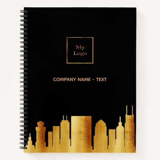 Zwart goud Nashville skyline business logo Notitieboek (Voorkant)
