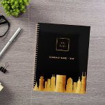 Zwart goud Nashville skyline business logo Planner<br><div class="desc">Een zwarte achtergrond,  met een nep gouden Nashville skyline als decor. Sjabloon voor uw bedrijf logo en jouw naam of een tekst. Gouden letters Perfect voor makelaars!</div>