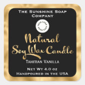 Zwart & goud natuurlijke soja was kaars label w lo (Voorkant)