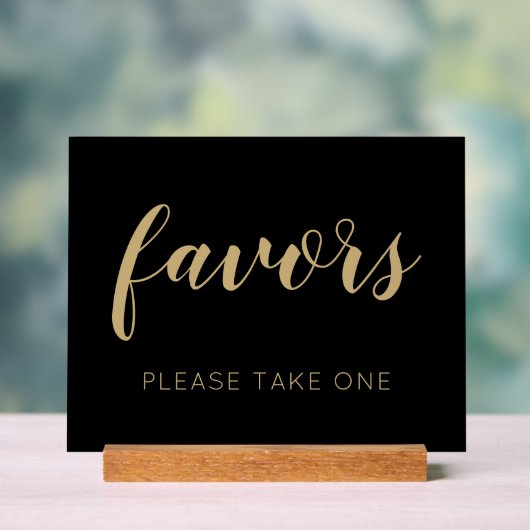 Zwart goud neem alsjeblieft één huwelijksgunst acryl bord (Neutraal)