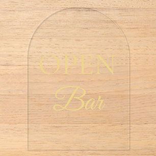 Zwart & Goud Nep Folie Gebogen Acryl Open Bar Bord Uitnodigingen