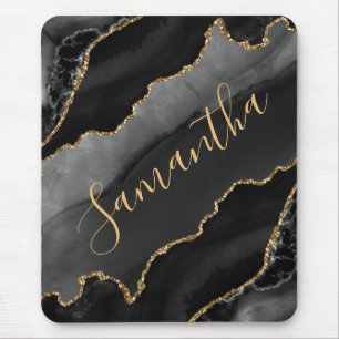 Zwart & Goud Nep Glitter Agate Muismat