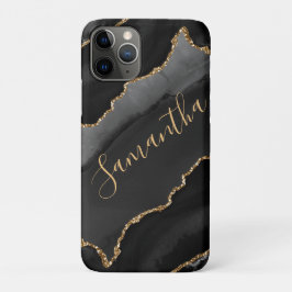 Zwart & Goud Nep Glitter Agiet Case-Mate iPhone Case