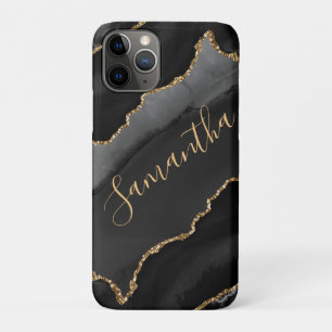 Zwart & Goud Nep Glitter Agiet Case-Mate iPhone Case