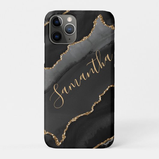 Zwart & Goud Nep Glitter Agiet Case-Mate iPhone Case (Achterkant)
