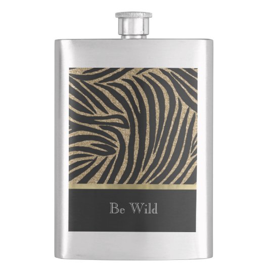 Zwart Goud Nep Glitter Zebra Flacon (Voorkant)