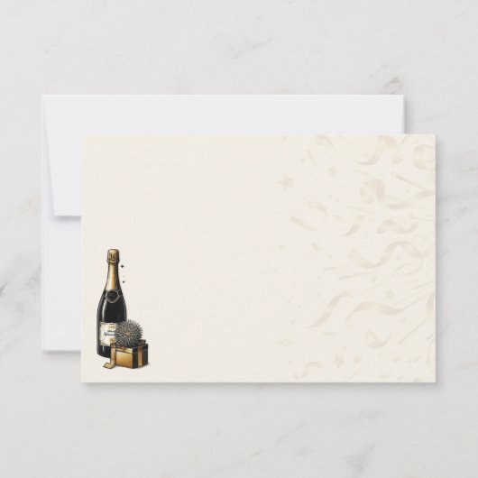 Zwart & Goud New Years Eve Bruiloft RSVP Kaartje (Achterkant)