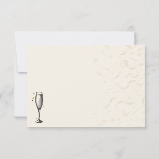 Zwart & Goud New Years Eve Bruiloft RSVP Kaartje (Achterkant)