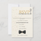 Zwart & Goud New Years Eve Bruiloft RSVP Kaartje (Voorkant)