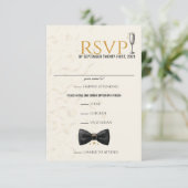 Zwart & Goud New Years Eve Bruiloft RSVP Kaartje (Staand voorkant)