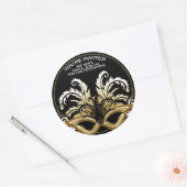 Zwart/Goud New Years Eve Masquerade Envelope Seal Ronde Sticker (Envelop)