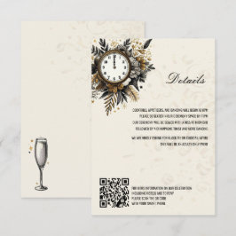 Zwart & Goud New Years Eve QR Details Informatiekaartje