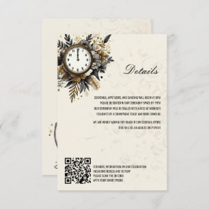 Zwart & Goud New Years Eve QR Details Informatiekaartje